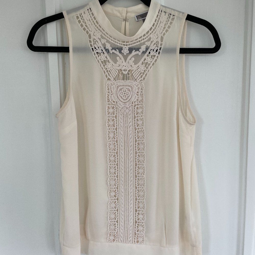 Chelsea28 Nordstrom Crochet Front Blouse | Color: Cream | Size: Small